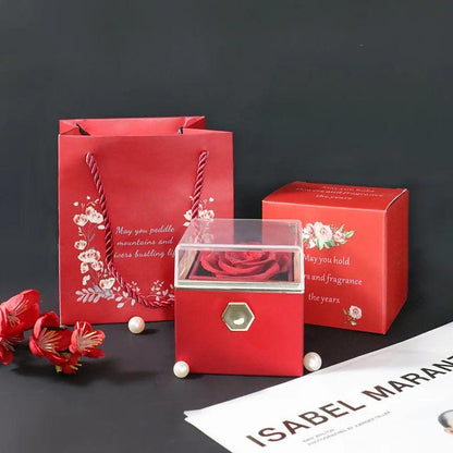 Colar Luxuoso com Caixa de Presente Rosa Rotativa - Encanto das rosas