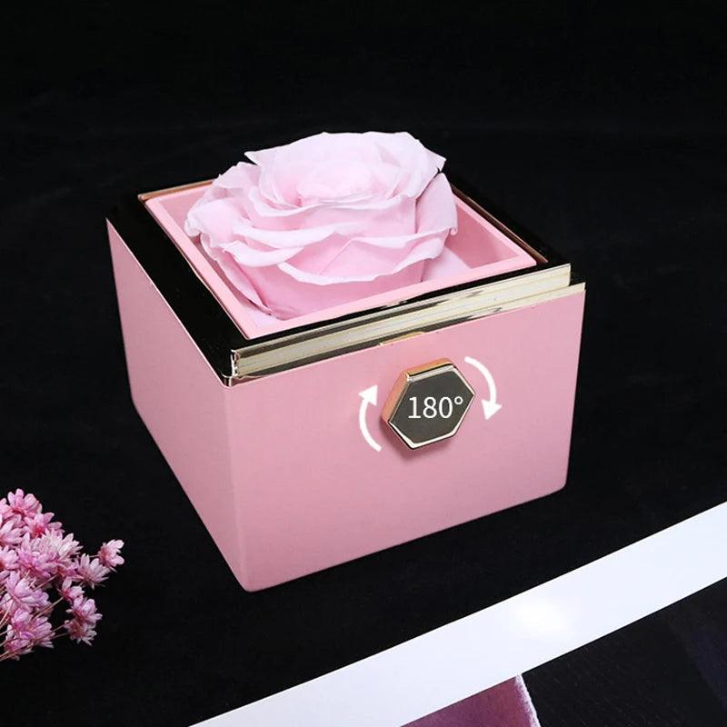 Colar Luxuoso com Caixa de Presente Rosa Rotativa - Encanto das rosas